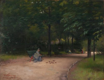Feeding Birds in the Park by Paul Peel